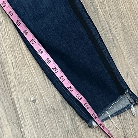 MOTHER Jeans Stunner Zip Ankle Step Fray Sweeping Racer Black Stripe - Picture 11 of 16